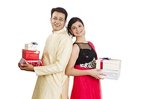 Indian Couple Gift Boxes Diwali Festival