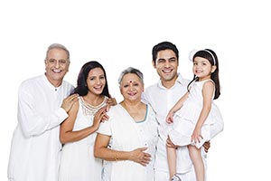 Indian Happy Joint Family Standing Together