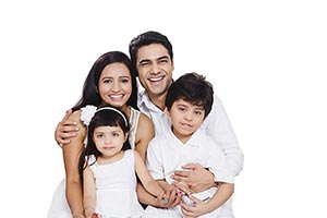 Happy Parents Kids Sitting Together