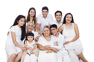 Group Indian Joint Family Sitting Sofa Together