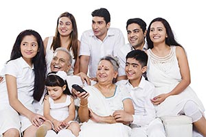 Group Indian Joint Family Watching Tv