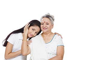 Indian Grandmother Granddaughter Caring
