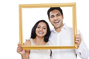 Portrait Happy Married couple Picture Frame