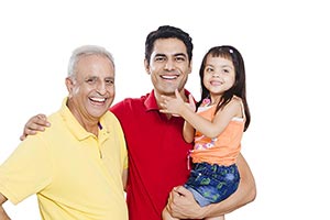 Grandfather Father Daughter Caring