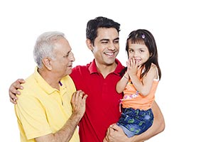 Grandfather Father Granddaughter Caring