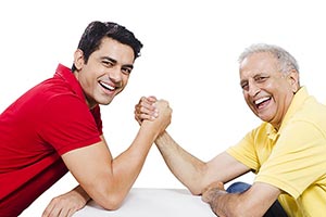 Two Men Son Father Arm wrestling