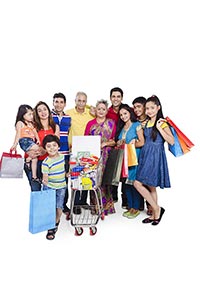 Indian Group Joint Family Trolley Shopping