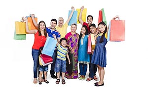 Group Joint Family Shopping Bags Cheering