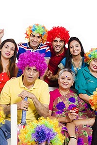 Group Big family Television Cricket Enjoy