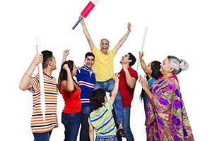 joint Family Winning Cricket Match Celebrating