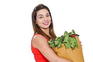 Woman Grocery Shopping Bag Vegetables