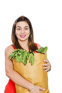 Indian Woman Holding Bag Vegetables