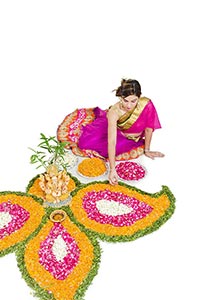 Woman Making Rangoli Diwali