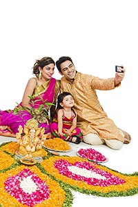 Family Celebrating Festival Diwali  Self-portrait 