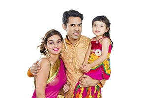 Happy Indian Family Diwali Celebrating