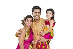 Parents Child Daughter Deepavali Festival