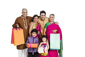 Joint Family Shopping Bags Gifts Diwali
