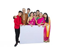 Joint Family Holding Whiteboard Diwali