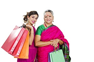 Indian Mother Daughter Diwali Shopping Bags