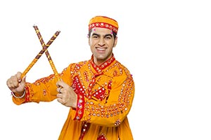 Indian Gujarati Man Dandiya Sticks