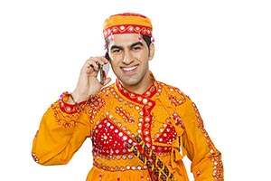 Indian Gujarati Man Talking Mobile phone