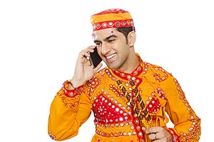 Indian Treditional Gujrati Man Talking Cellphone