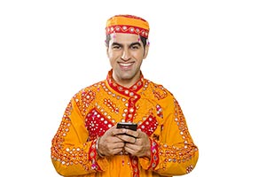 Indian Gujrati Man Text messaging Phone