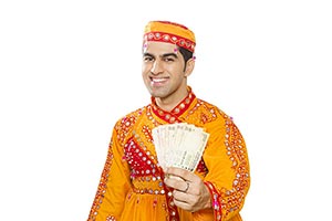 Indian Gujarati Man Lottery Money Rupees
