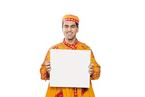 Adult Gujrati Man Showing Message Board