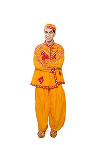 Traditional Clothing Indian Gujrati Man Standing