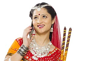 Gujrati Woman Navratri Talking Cellphone