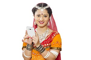Indian Rajasthani Woman Chatting Phone