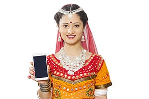 Indian Rajasthani Woman Showing Quality Smartphone