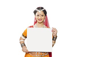 Indian Rajasthani Woman Showing Message board