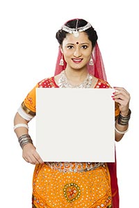 Indian Gujrati Woman Holding White Board