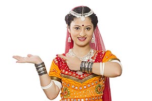 Indian Gujrati Woman Hands Gesturing Pointing