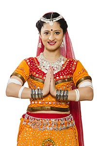 Indian Traditional Rajasthani Women Greeting Namas