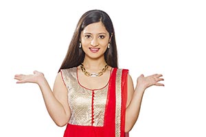 Indian Woman Standing Gesturing Hands