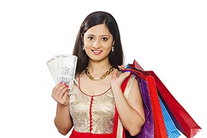 Woman Shopping Bags Discount Money