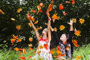 2 People ; Abundance ; Arms Raised ; Autumn ; Bond