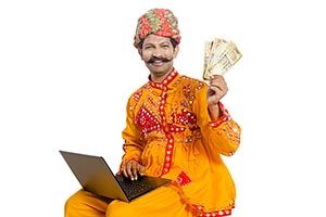 Gujrati Man Laptop Money