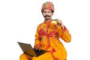 Gujrati Men Laptop Credit card