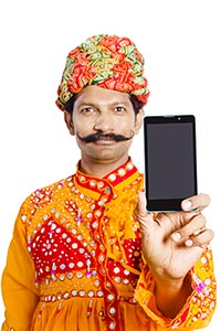 Gujrati Man Showing Smartphone