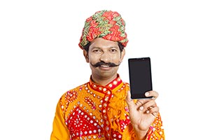 Gujrati Men Showing Cell Phone