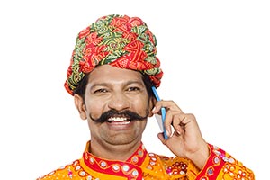 Rajasthani Man Talking Cellphone
