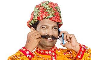 Gujrati Man Talking Mobile Phone