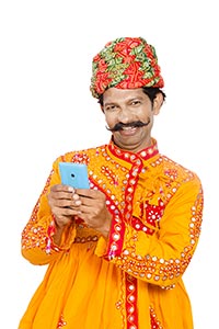 Gujrati Man Sending Message Phone