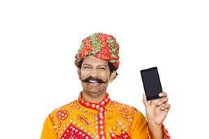 Rajasthani Man Showing Smartphone