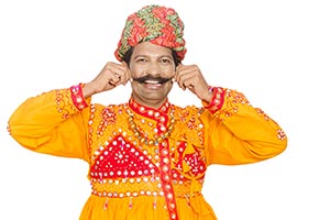 Indian Rajasthani Man Showing Moustache
