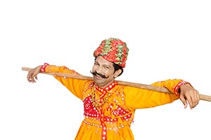 Gujarati Man Carrying Shoulders Stick